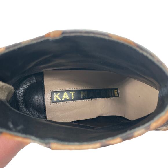 Kat Maconie Metallic Animal Print Heeled Ankle Boot Sz 7 Western Leather Party - Picture 9 of 9